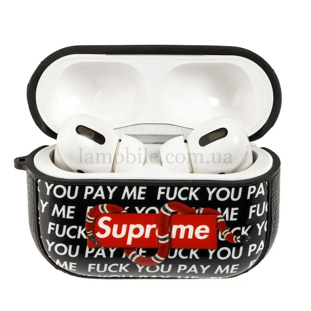 Чехол для AirPods Pro Young Style supreme черный дизайн 2