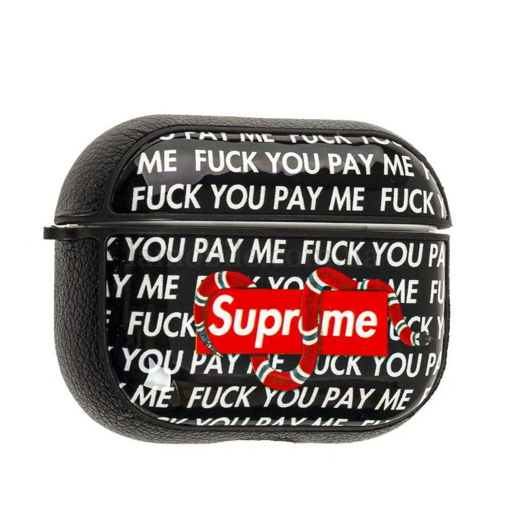Чехол для AirPods Pro Young Style supreme черный дизайн 2