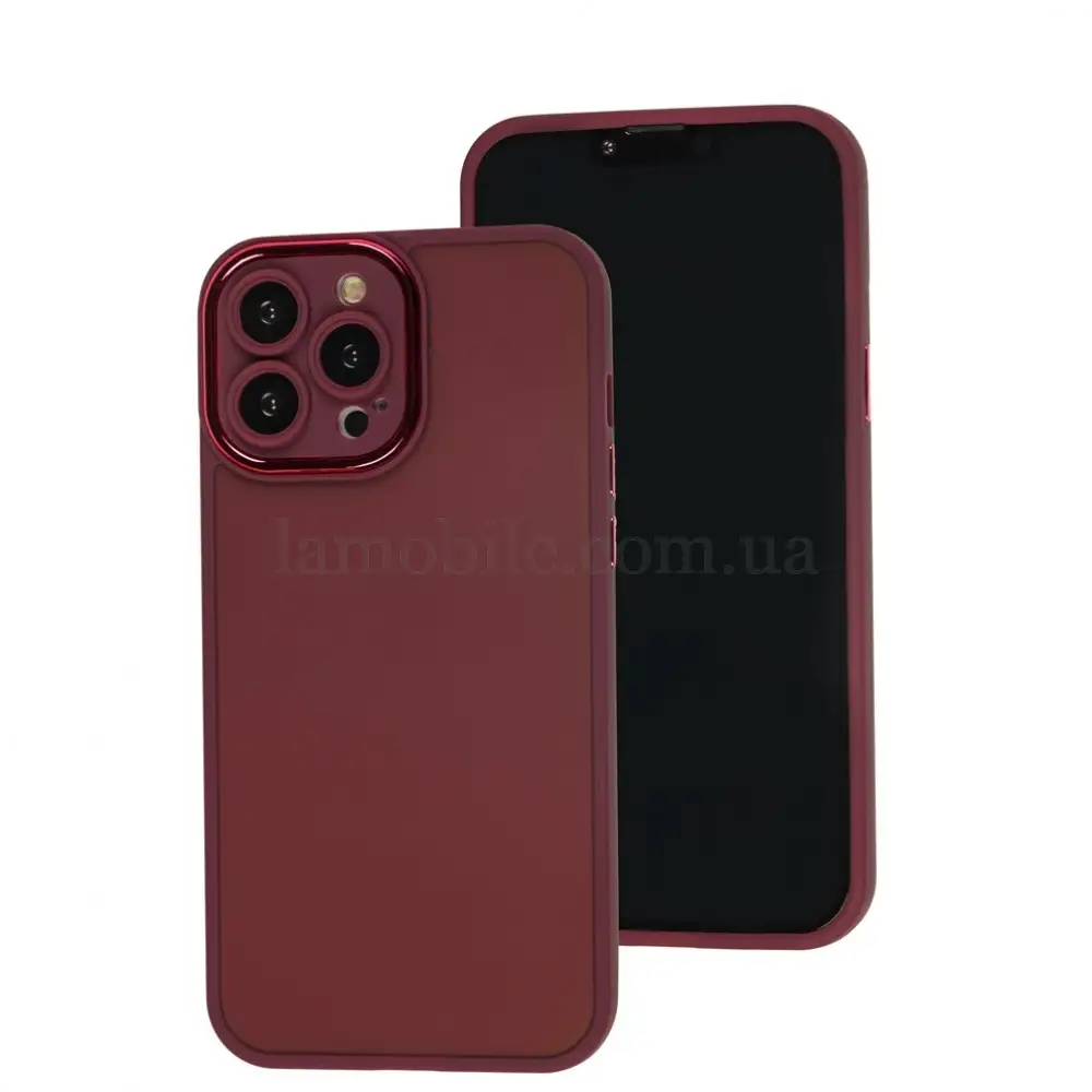 Чехол для iPhone 13 Pro Max Luxury Metal Lens марсала