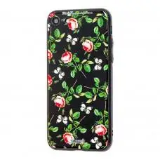 Чехол White Knight для iPhone 7 / 8 Glass розы с бабочками