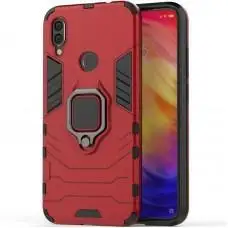 Чехол для Xiaomi Redmi 7 Transformer Ring ударопрочный с кольцом красный
