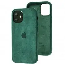 Чохол для iPhone 12 mini Alcantara 360 темно-зелений