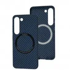 Чехол для Samsung Galaxy S23 (S911) Wave Carbon MagSafe blue