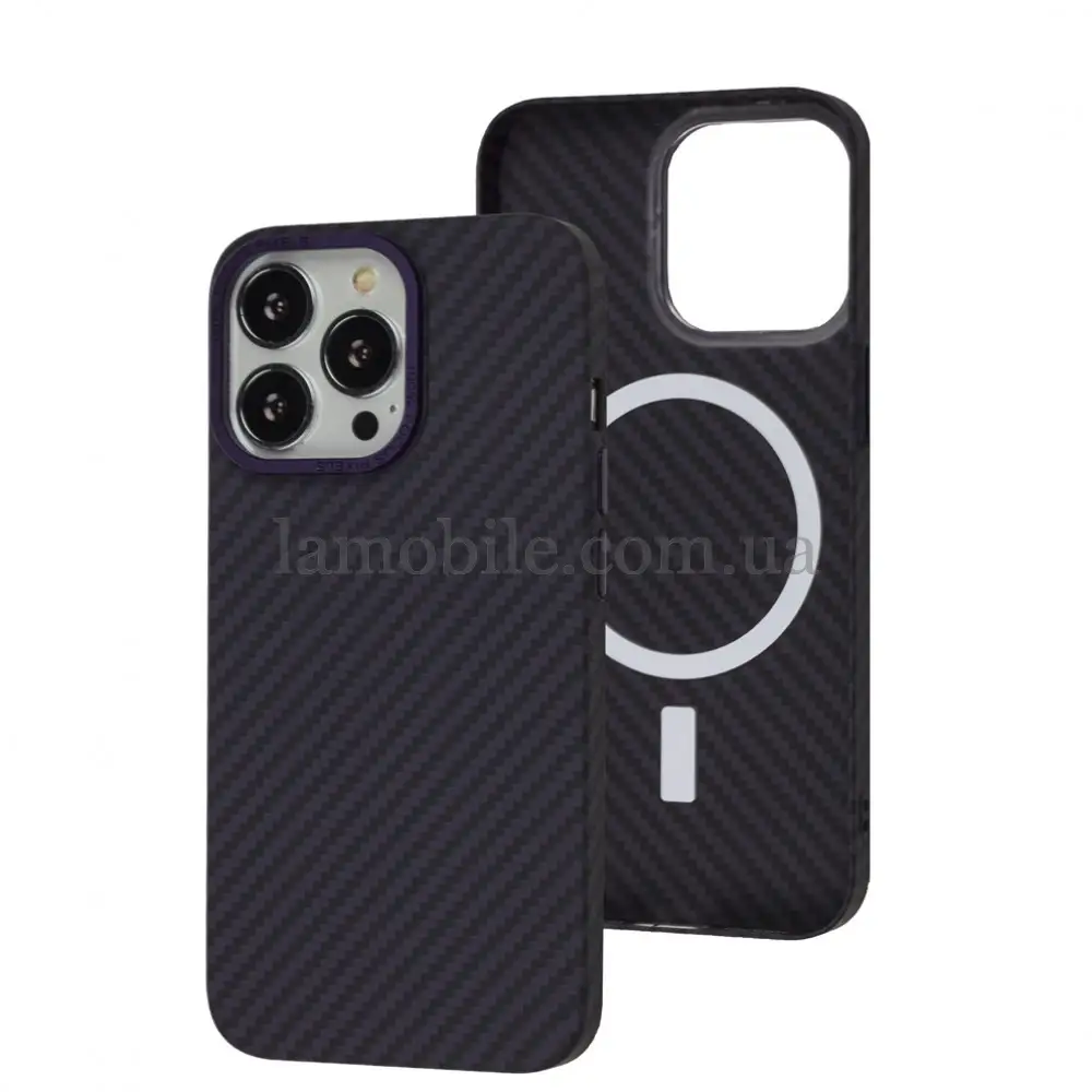 Чехол для iPhone 13 Pro Carbon MagSafe deep purple