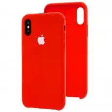 Чехол Silicone для iPhone X / Xs case красный белое яблоко
