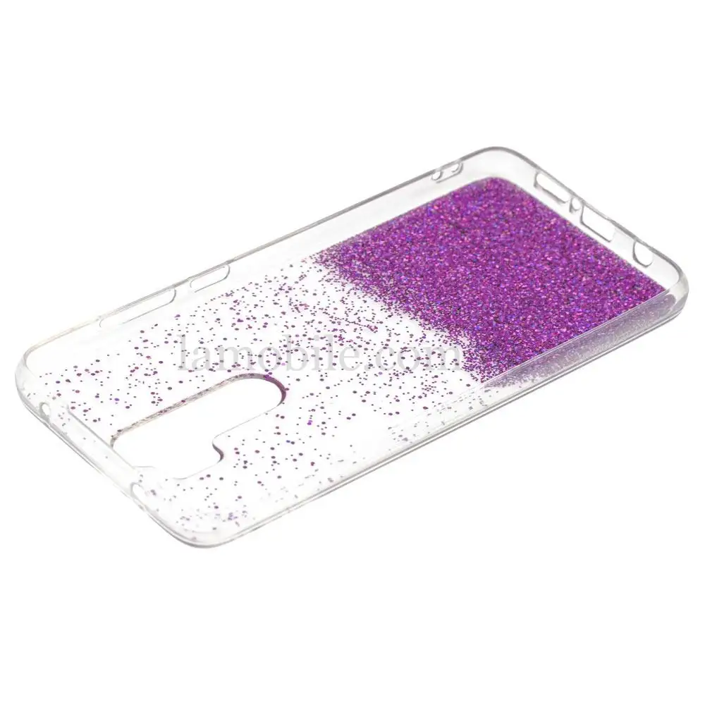 Чехол для Xiaomi Redmi Note 8 Pro Fashion блестки + popsocket фиолетовый