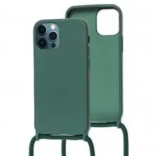 Чохол для iPhone 12 Pro Max Wave Lanyard без logo forest green
