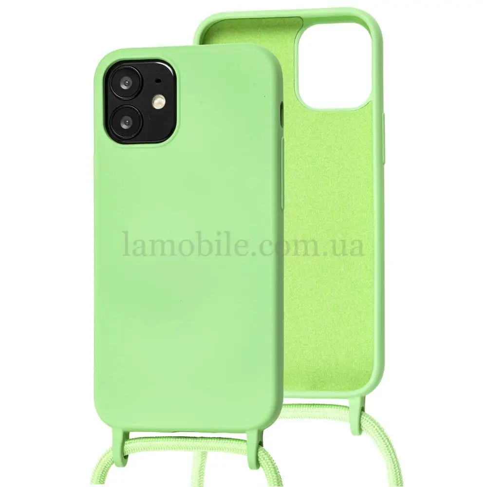 Чехол для iPhone 12 mini Wave Lanyard without logo mint gum