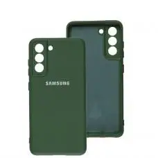 Чехол для Samsung Galaxy S21 FE (G990) Silicone Full camera зеленый / dark green