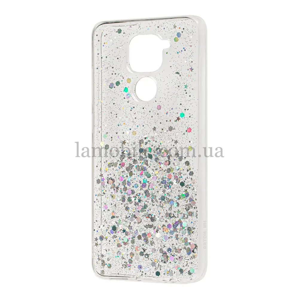 Чохол для Xiaomi Redmi Note 9 glitter star цукерки прозорий