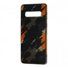 Чехол для Samsung Galaxy S10 (G973) glass print "хаки"