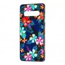Чехол для Samsung Galaxy S10 (G973) glass print "цветы"