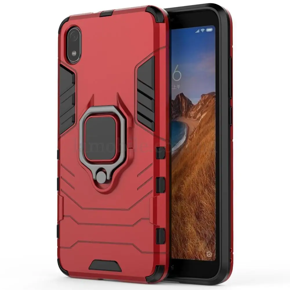 Чехол для Xiaomi Redmi 7A Transformer Ring ударопрочный с кольцом красный