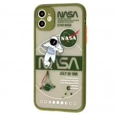 Чехол для iPhone 11 Picture shadow matte space nasa / army green