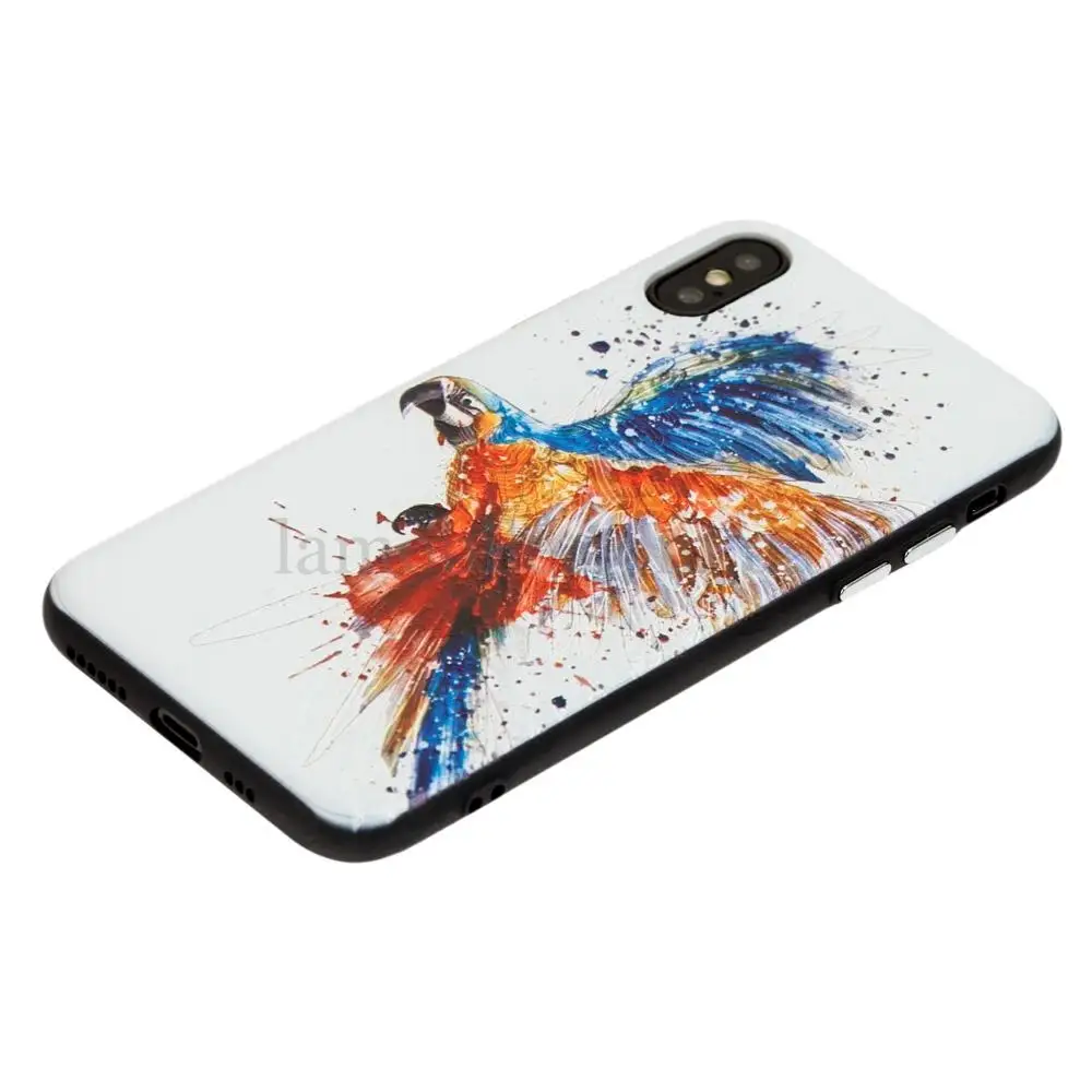 Чехол для iPhone X / Xs акварель "попугай"