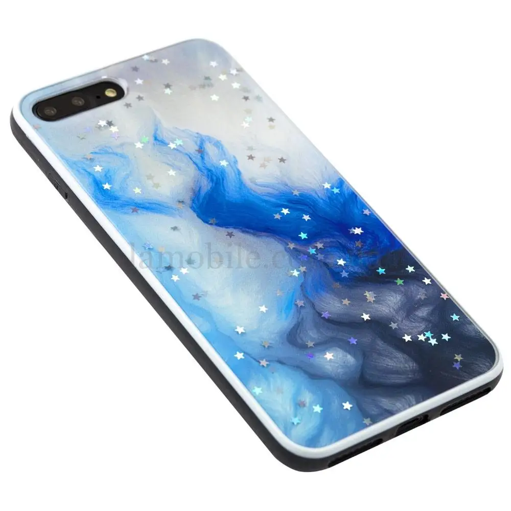 Чехол для iPhone 7 Plus / 8 Plus блестки print + popsocket "небо" 