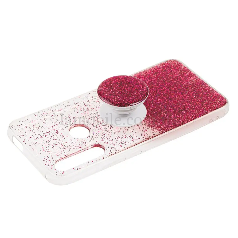 Чохол для Huawei P Smart Z Fashion блискітки + popsocket бордовий