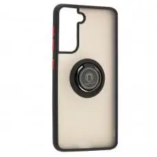 Чехол для Samsung Galaxy S21 (G991) LikGus Edging Ring черный / красный         