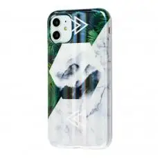 Чехол для iPhone 11 Design Mramor Benzo бело-зеленый