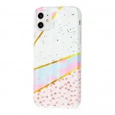 Чехол для iPhone 11 Design Mramor Benzo бело-розовый