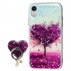 Чохол для iPhone Xr блискітки print + popsocket "дерево"