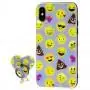 Чехол для iPhone Xs Max блестки print + popsocket "смайлик" 