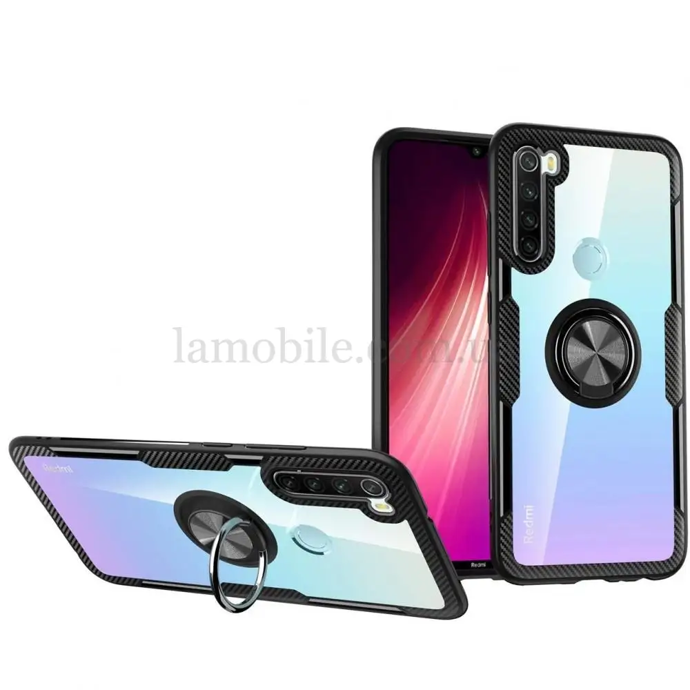 Чехол для Xiaomi Redmi Note 8T Deen CrystalRing с кольцом черный   