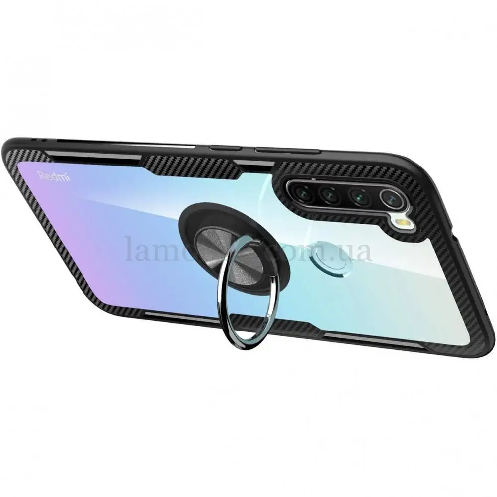 Чехол для Xiaomi Redmi Note 8T Deen CrystalRing с кольцом черный   