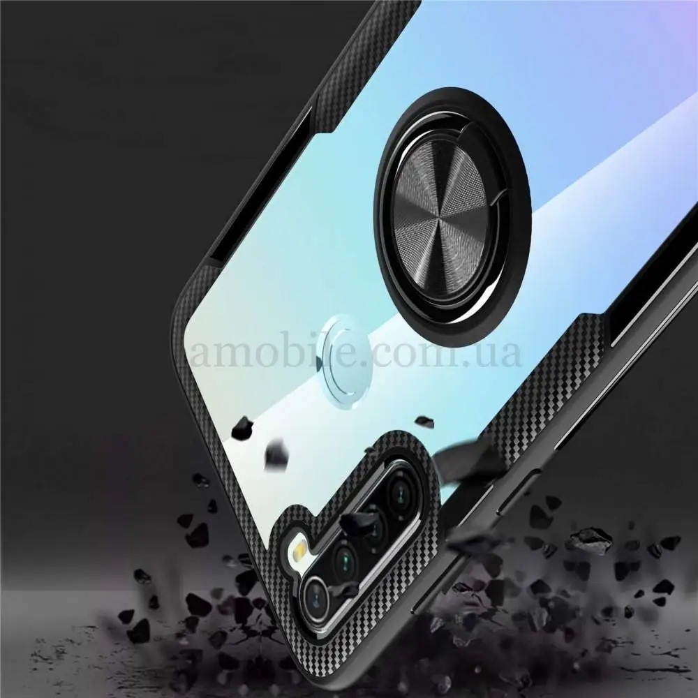 Чехол для Xiaomi Redmi Note 8T Deen CrystalRing с кольцом черный   