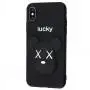 Чехол для iPhone X / Xs "мишка Lucky" черный