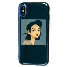 Чехол силиконовый для iPhone X / Xs перламут девушка