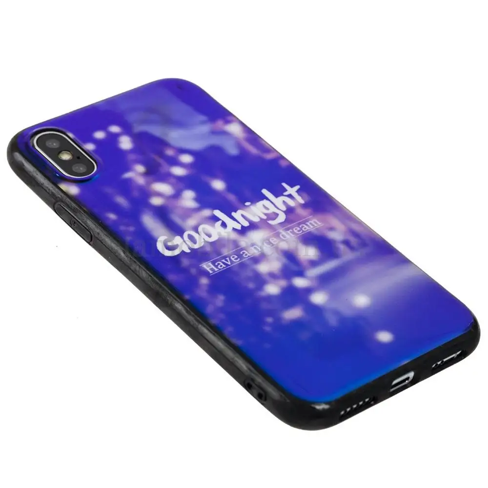 Чехол силикон для iPhone X / Xs перламут Goodnight в городе