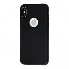 Чехол для iPhone X / Xs силиконовый матовый под яблоко черный