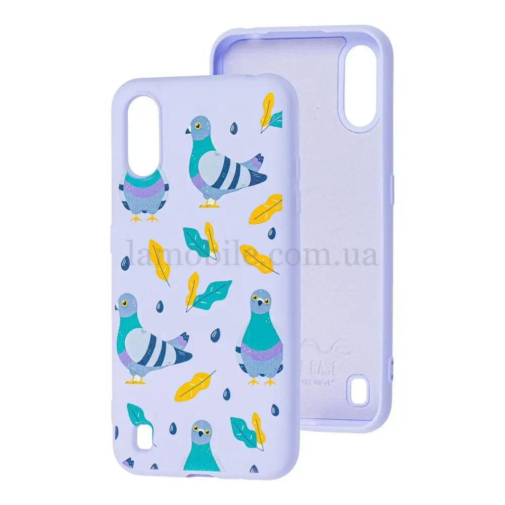 Чехол для Samsung Galaxy A01 (A015) Wave Fancy pigeon with sunflower seeds