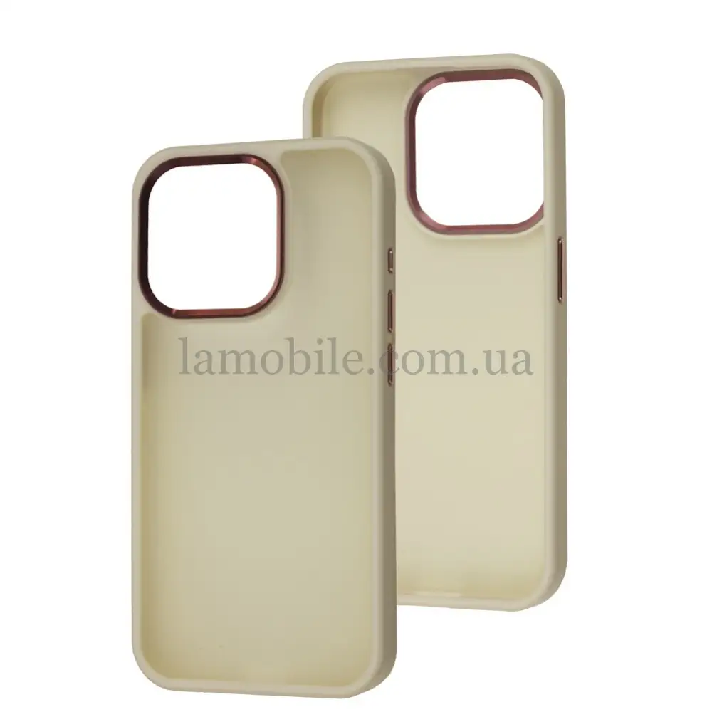 Чехол для iPhone 15 Pro Metal Bezel бежевый