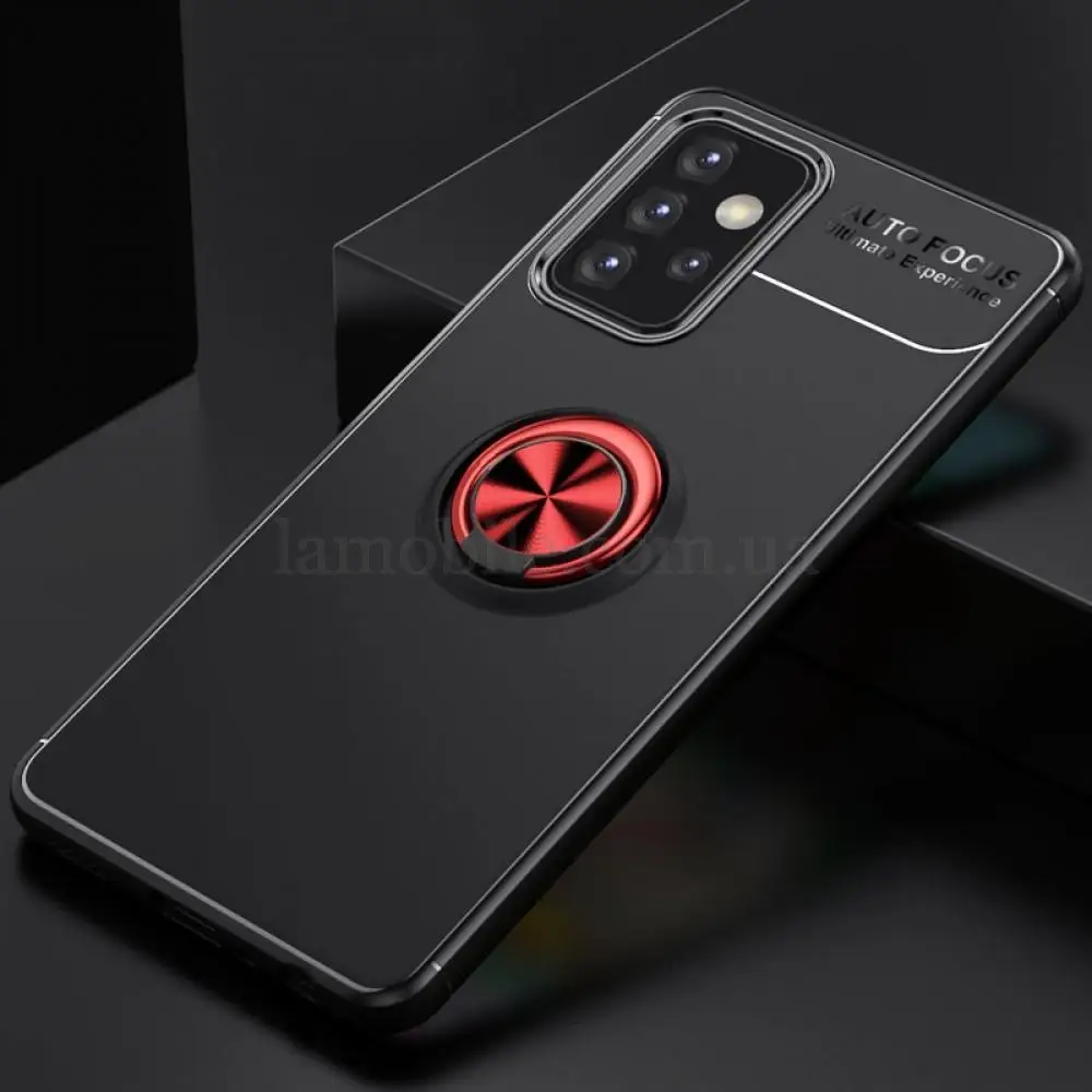 Чехол для Samsung Galaxy A72 Deen ColorRing с кольцом черный / красный