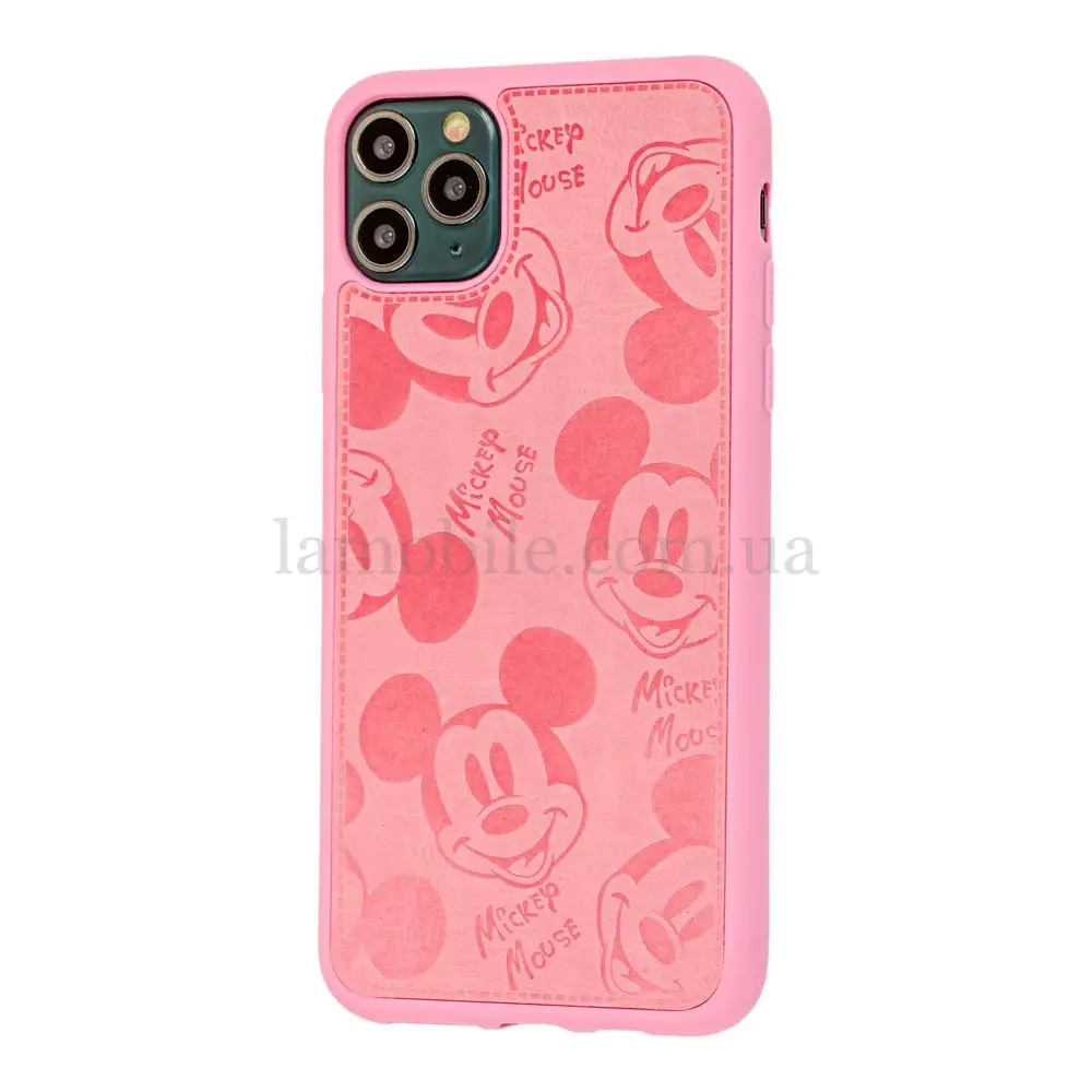 Чехол для iPhone 11 Pro Max Mickey Mouse leather розовый