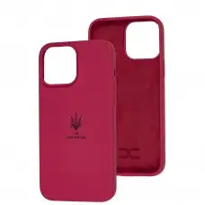 Чохол для iPhone 14 Pro Silicone Full Тризуб малиновий