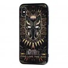 Чехол для iPhone X / Xs glass черная пантера