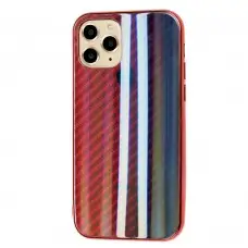 Чехол для iPhone 11 Pro Carbon Gradient Hologram красный