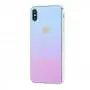 Чохол для iPhone Xs Max Rainbow glass з лого синій