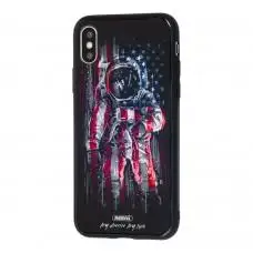 Чехол White Knights для iPhone X / Xs glass американский космонавт
