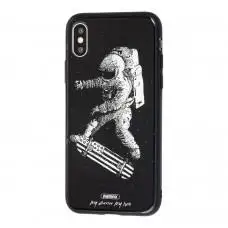 Чехол White Knights для iPhone X / Xs glass космонавт