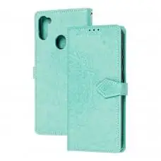 Чехол книжка для Samsung Galaxy A11 / M11 "Art с визитницей" зеленый