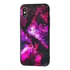 ,Чехол для iPhone X / Xs космос малиновый