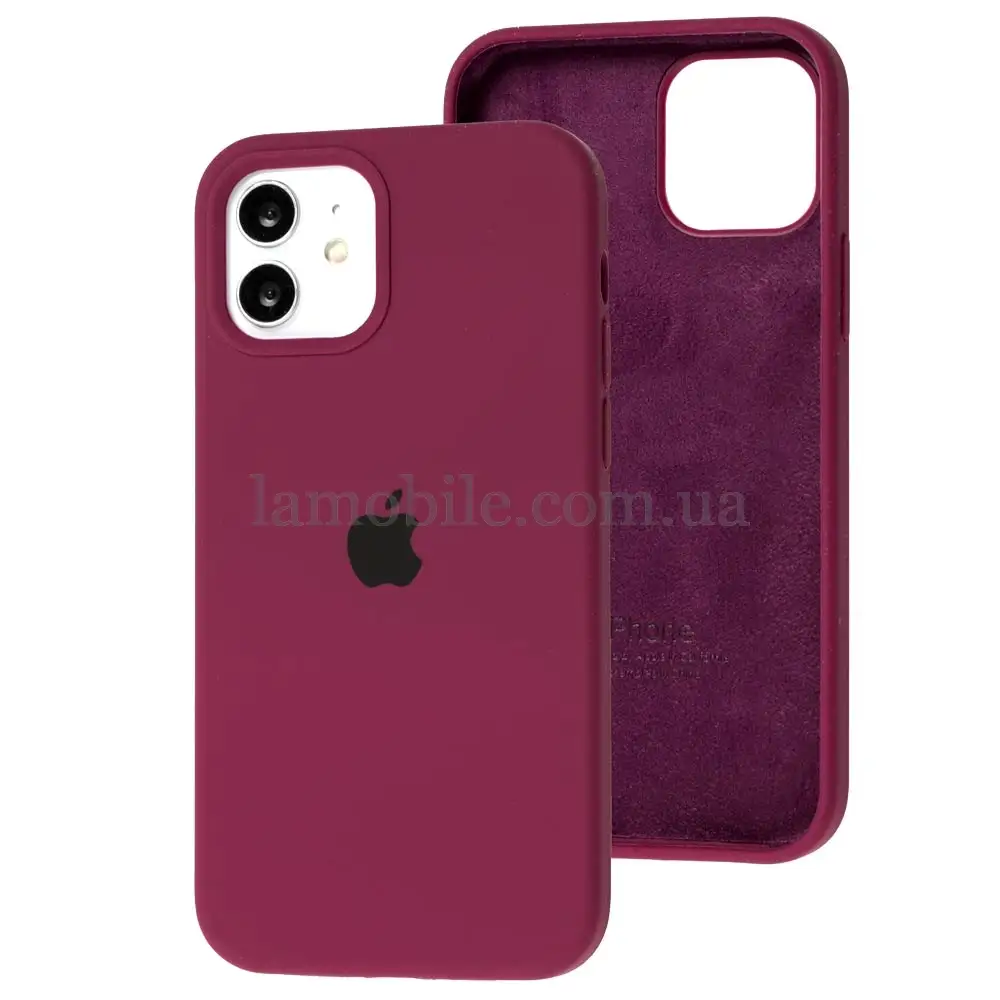 Чохол для iPhone 12/12 Pro Square Full silicone бордовий / maroon