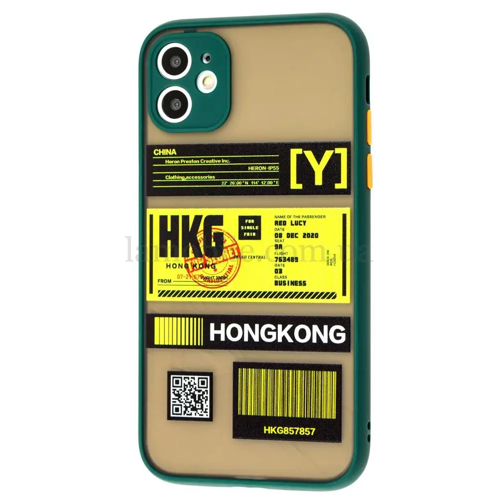 Чехол для iPhone 11 Picture shadow matte Hongkong оливковый