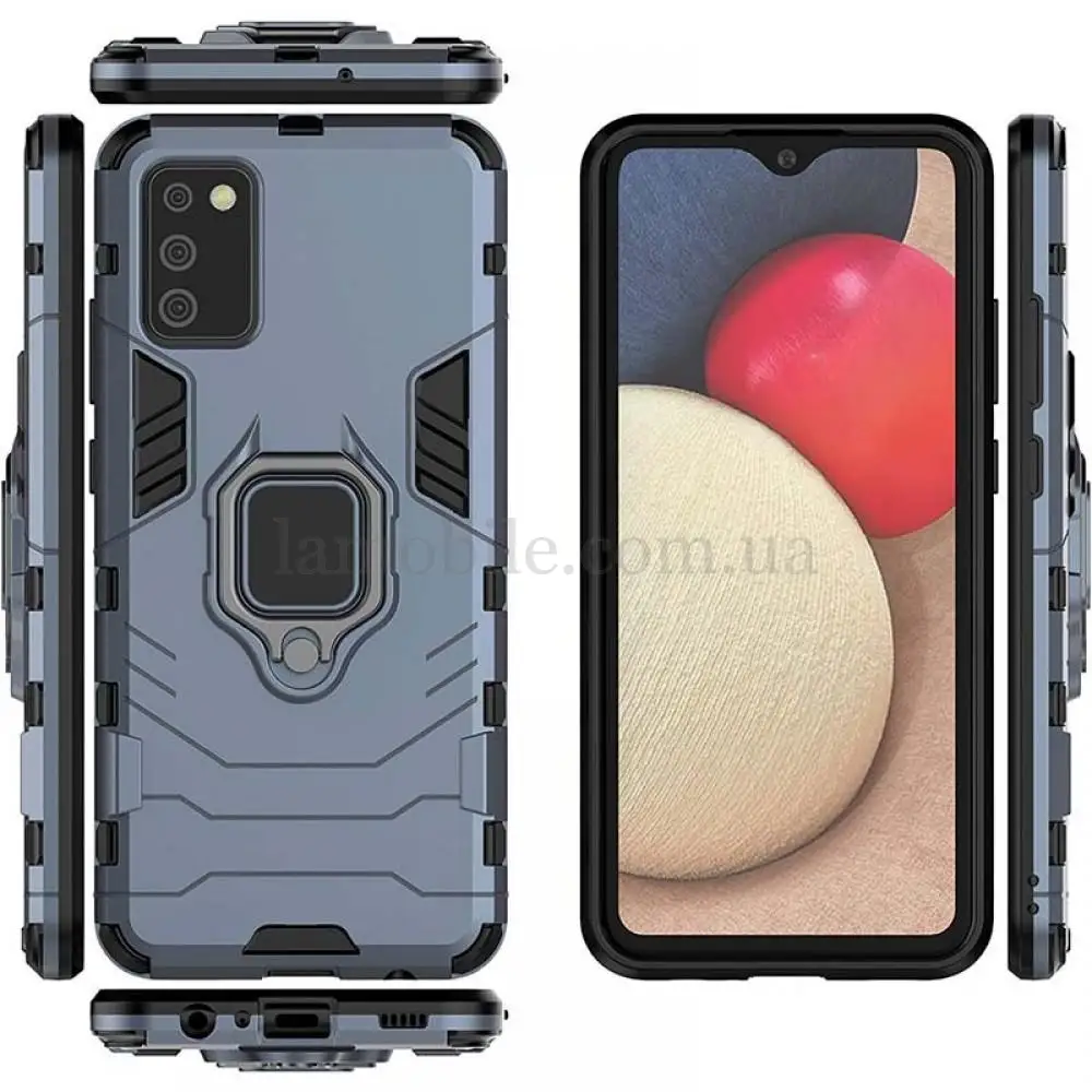 Чохол удароміцний Transformer Ring для Samsung Galaxy A03s (A037) з кільцем сірий