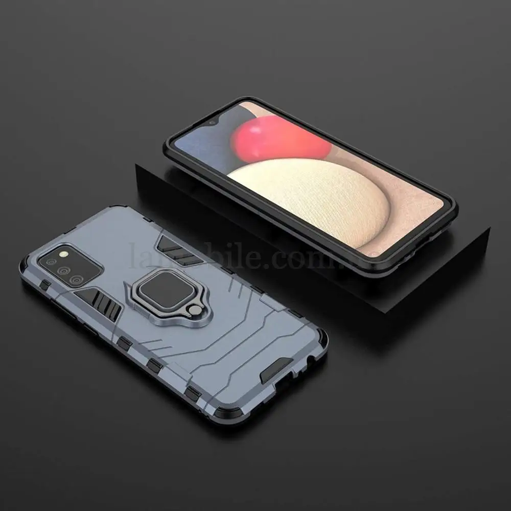 Чохол удароміцний Transformer Ring для Samsung Galaxy A03s (A037) з кільцем сірий