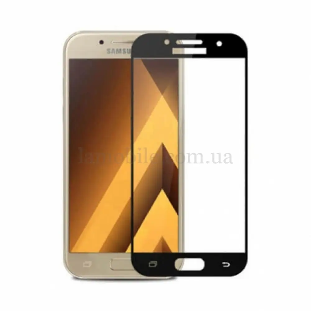 Захисне скло для Samsung A3/A320 (2017) чорний (OEM)